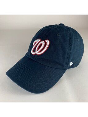 Washington Nationals MLB Navy Blue 47 Brand Clean Up Relaxed Fit Strapback Hat